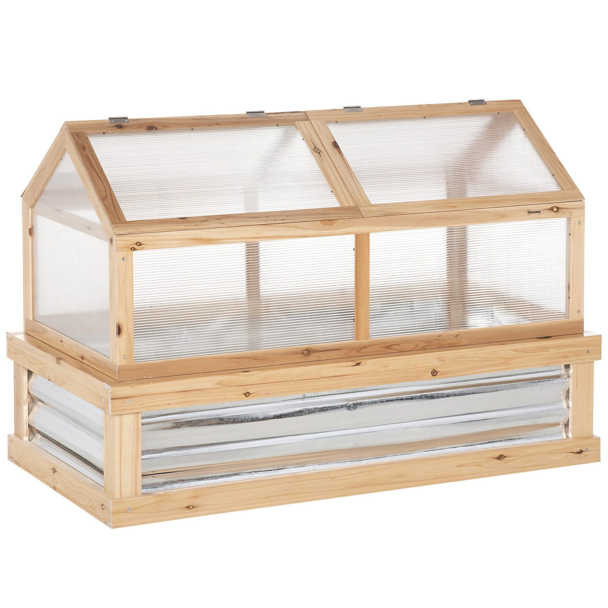 Natural Wood Raised Garden Bed with Greenhouse for Outdoor Gardening
