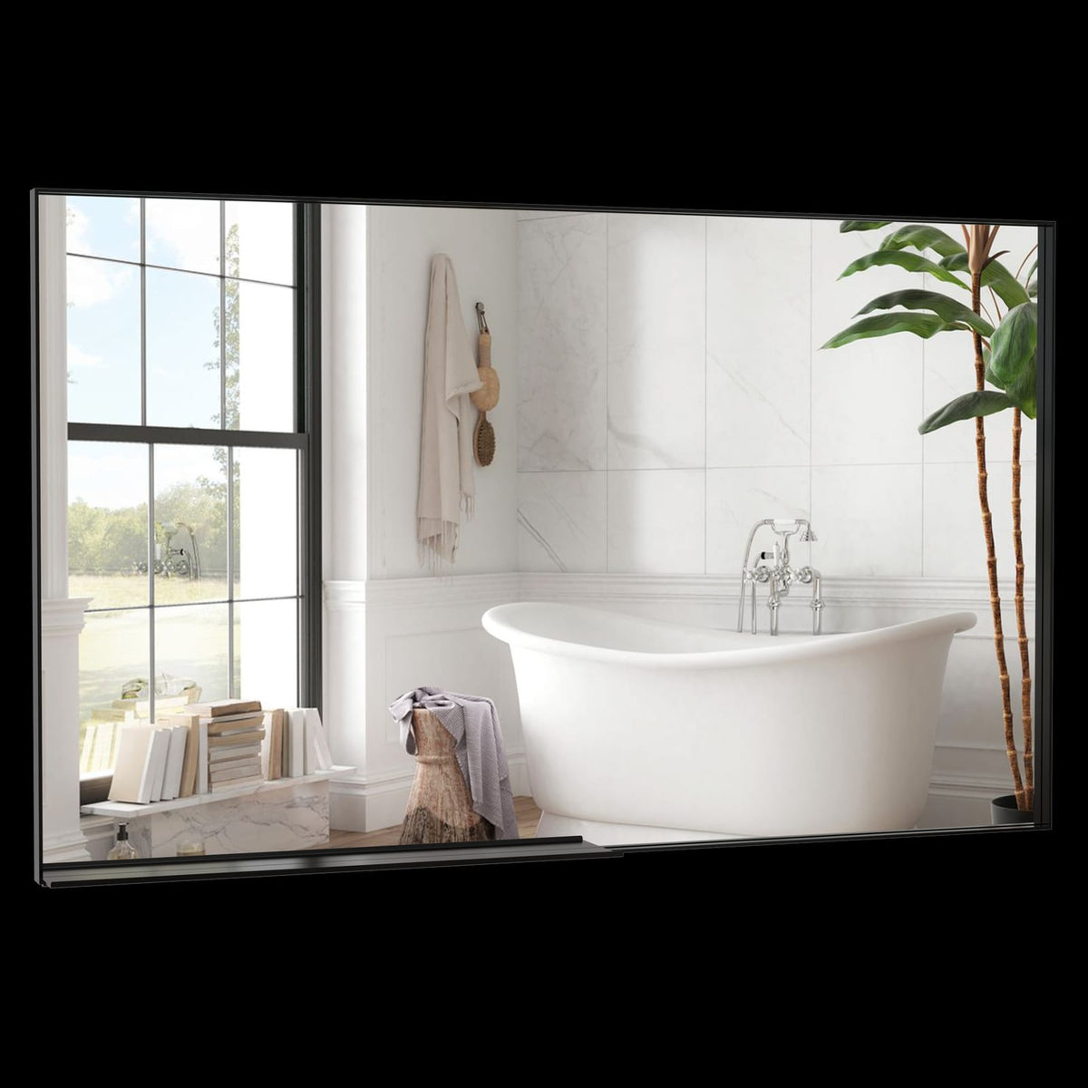 60x36" Oversized Bathroom Mirror - Black Aluminum Frame