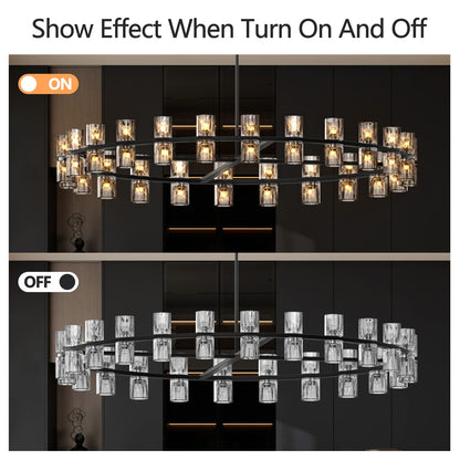 48 Inch Black Iron Crystal Chandelier - Modern Lighting
