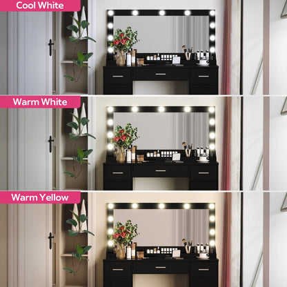 Black Particle Board Makeup Vanity Desk - 47.2" x 15.7" for Bedroom