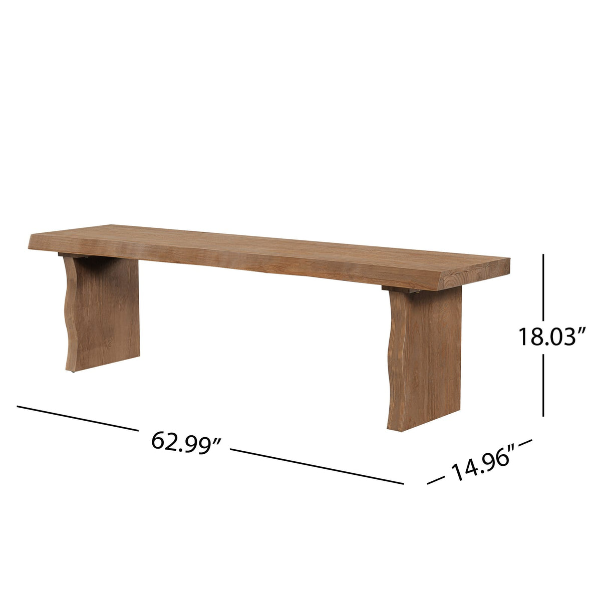 Indoor Pine Dining Bench - 62.9"L Solid Wood Seating, 350lbs Capacity