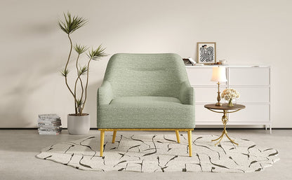 Green Chenille Accent Chair - Curved Back Sofa Chair for Bedroom or Living Room