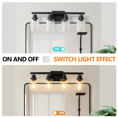 Black Iron 4-Light Bathroom Vanity Light Fixture