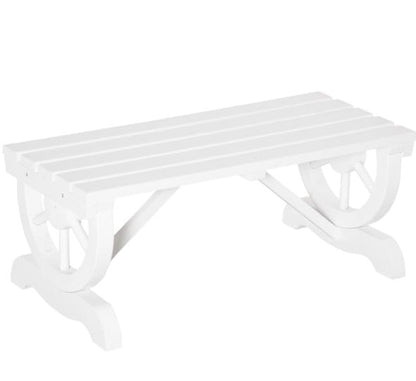 White Wooden Wagon Bench - 2 Person Patio Seating