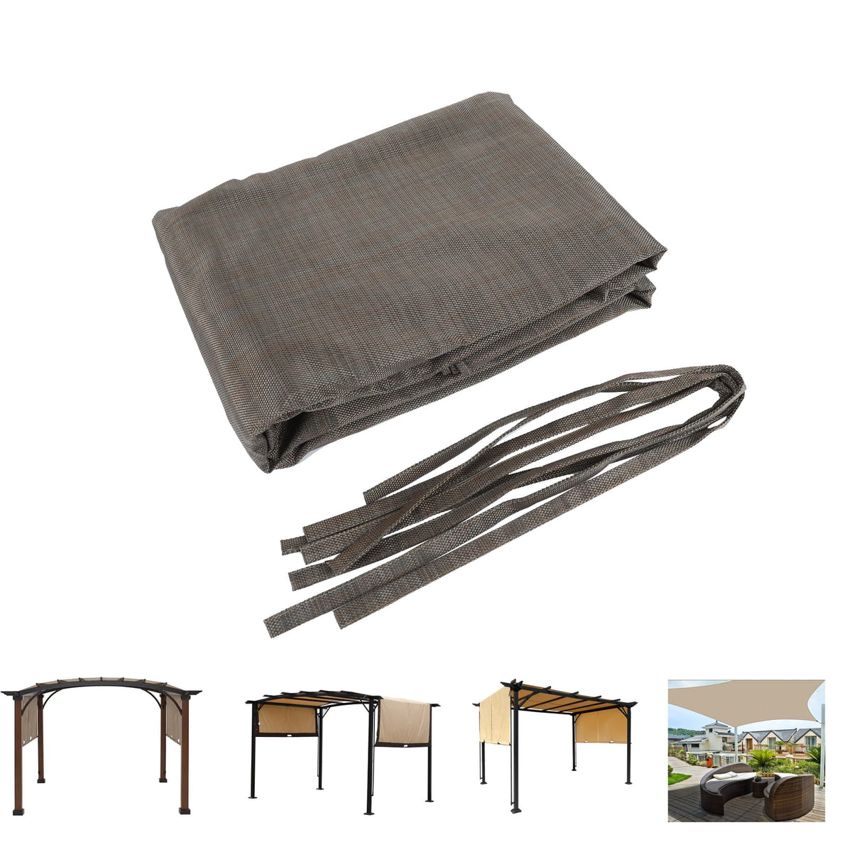13 x 7.7 Inch Brown Pergola Shade Cover - Outdoor Canopy