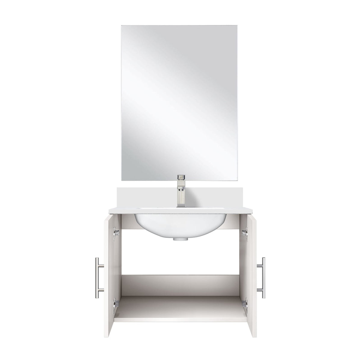 Glossy White Bathroom Vanity Cabinet for Modern Renovation 24 inch