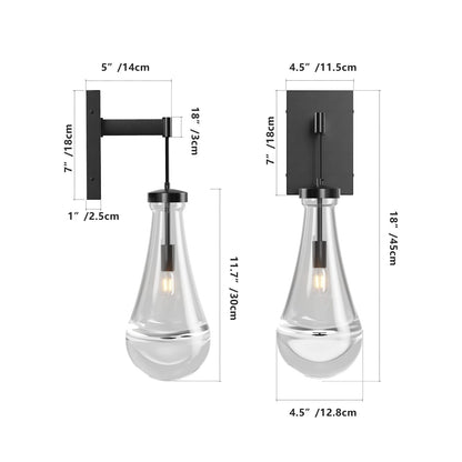 Black Iron Bathroom Sconce - Modern Raindrop Light