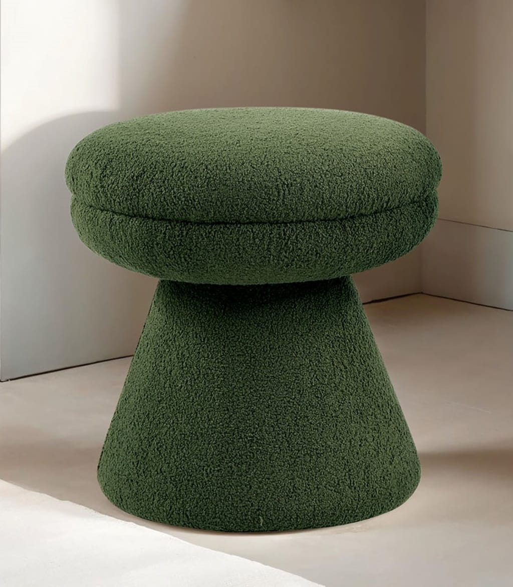 Green Round Accent Stool - Contemporary Bedroom Style