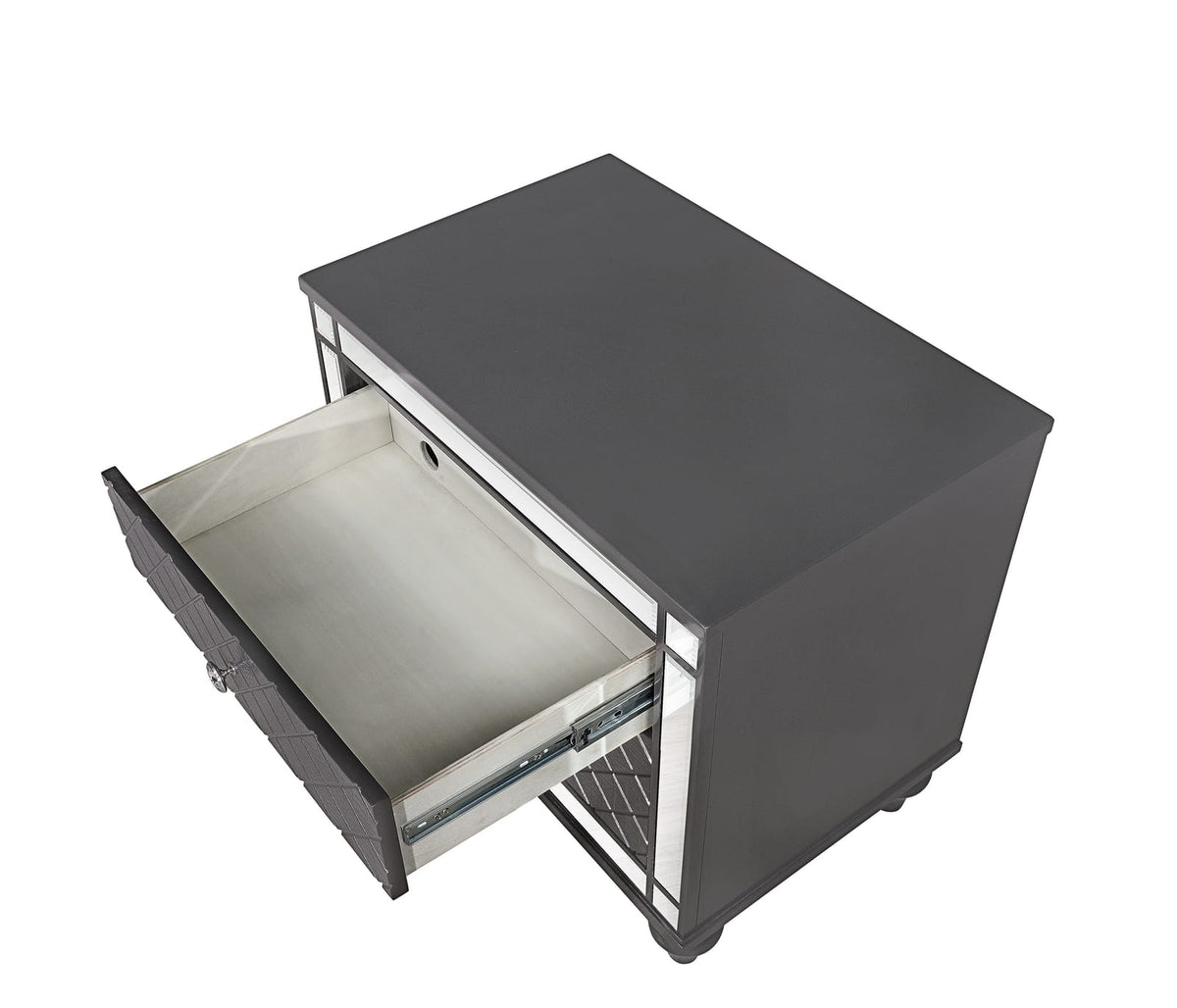 Gray Solid Wood 2 Drawer Nightstand with Tapered Legs
