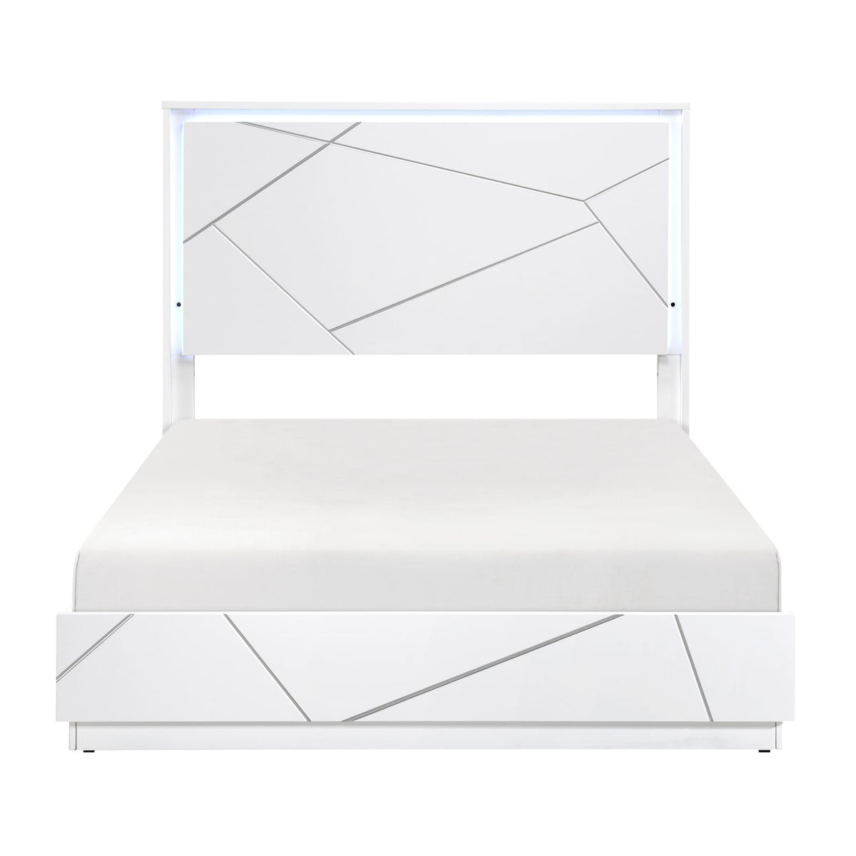 Glamorous White Queen Size Bed Frame - LED Lighting