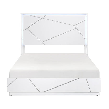 Glamorous White Queen Size Bed Frame - LED Lighting