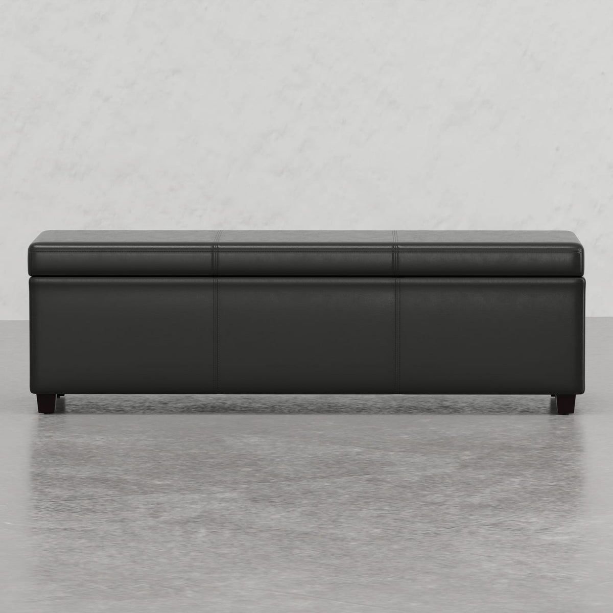Black Wood Fabric Storage Bench - 18.1 x 53.9 Inches