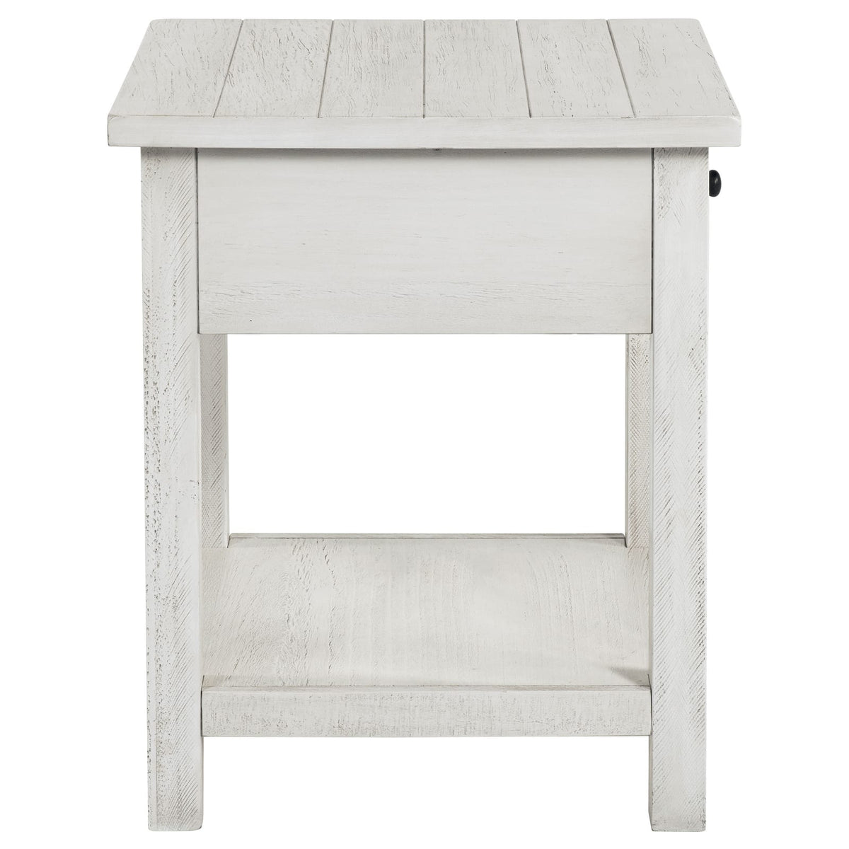 Castleton Distressed White End Table with Shelf - Farmhouse Style