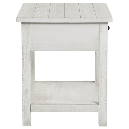 Castleton Distressed White End Table with Shelf - Farmhouse Style