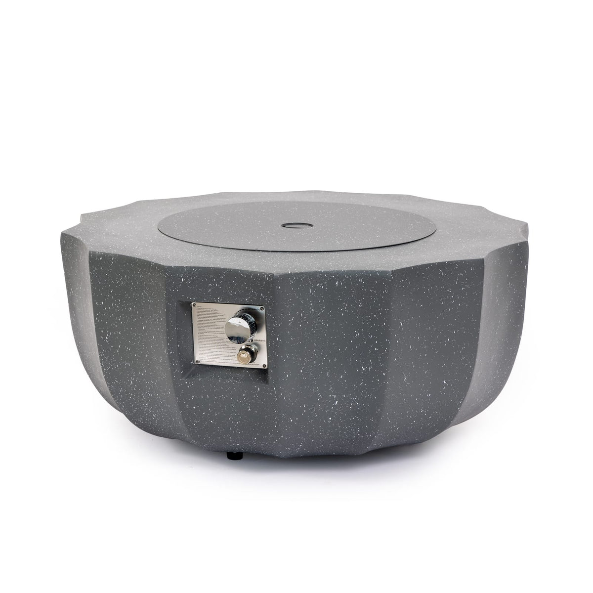 Gray Concrete Fire Pit Table for Garden or Poolside Patio
