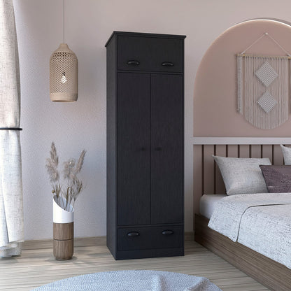 Black Dresser Closet with Upper Storage - 60" Wide