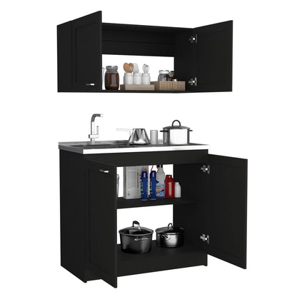 Black Cabinet Set - 2-Part Storage Solution