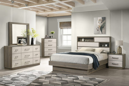 Modern 4-Drawer Chest - Beige Brown Wood for Bedroom