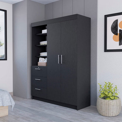 Black Armoire Rumanu - Bedroom Storage Dresser