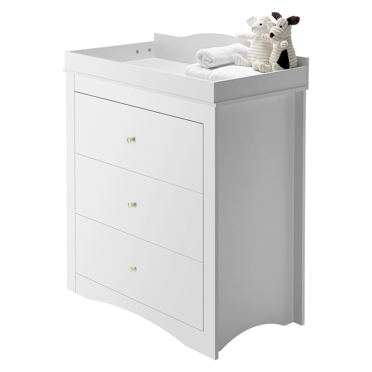 White MDF Baby Changing Table with 3 Drawers for Safe Storage