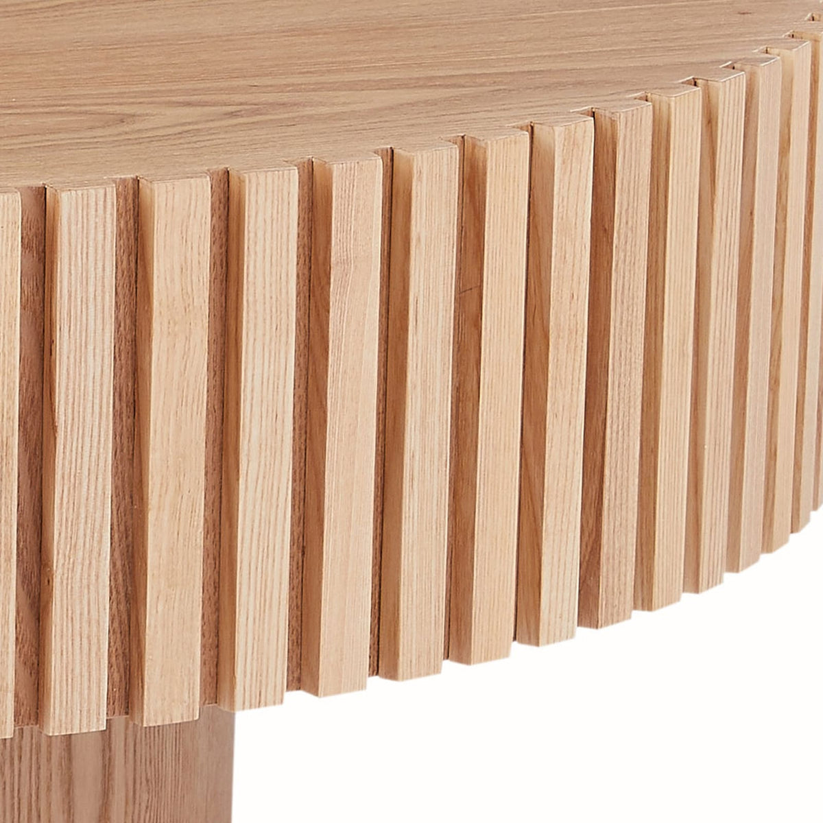 31.49" Round Ash Wood Coffee Table - Small Apartment Table for Living Room