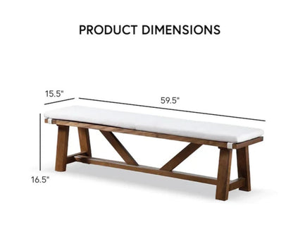 Modern Upholstered Bench - Brown & White Fabric, Rustic Style