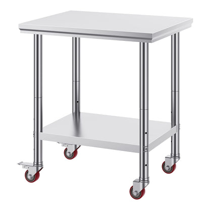 30 x 24 Stainless Steel Work Table with Wheels for Living Room