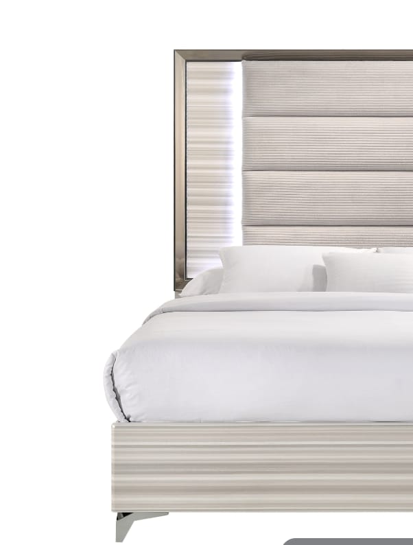 Queen White Bed Frame with Storage for Bedrooms
