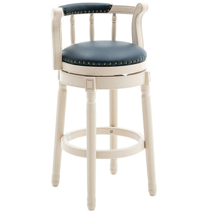 Cream Blue Genuine Leather Bar Stools for Kitchen Dining Room