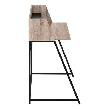 Compact Computer Desk with Storage Shelf, Taupe Particle Board Finish for Home Office