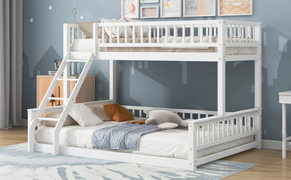 Twin XL Bunk Bed Frame White Wood Bunk