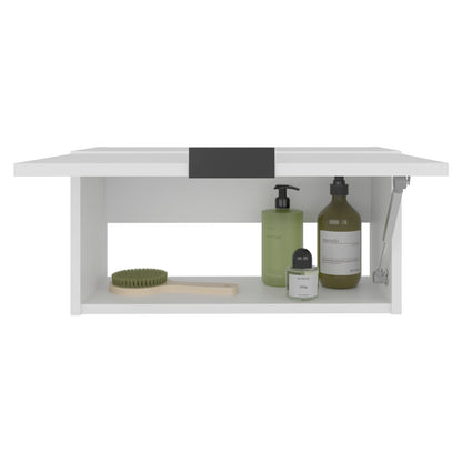 85" White Particle Board Wall Cabinet - Storage Solution for Living Room