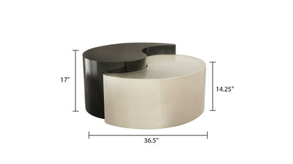 YING YANG Modern Coffee Table - Black & Silver Iron Sheet