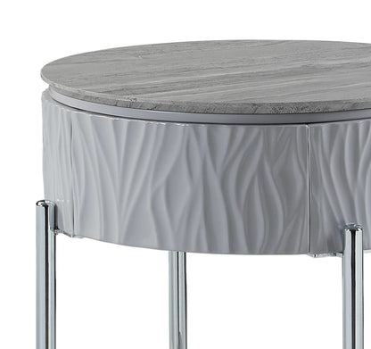 Gray End Table with Storage Drawer - 16x47 Inches for Living Room