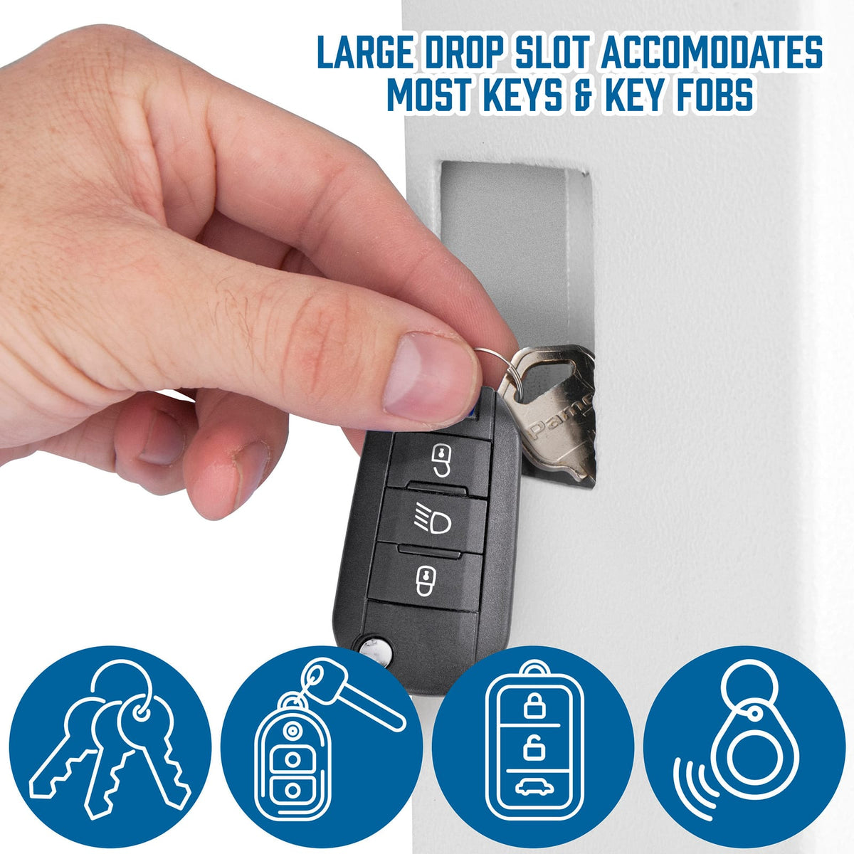 Digital Key Cabinet Wall Safe for 144 Keys in White Steel for Home Office