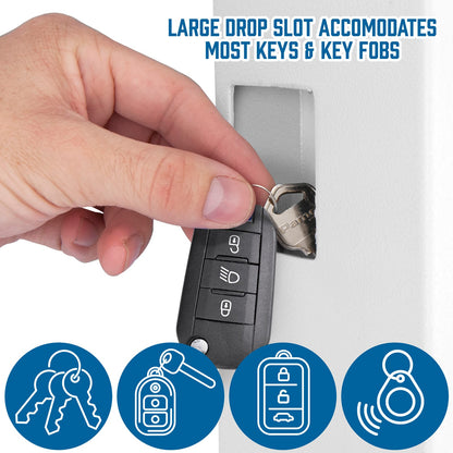Digital Key Cabinet Wall Safe for 144 Keys in White Steel for Home Office