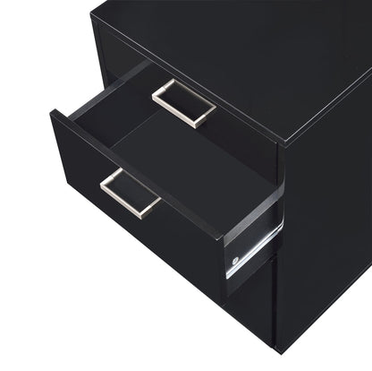Black Synthetic Wood File Cabinet with 3 Drawers for Home Office