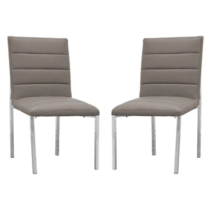 Eun Gray Faux Leather Dining Chairs - Set of 2, Chrome Legs
