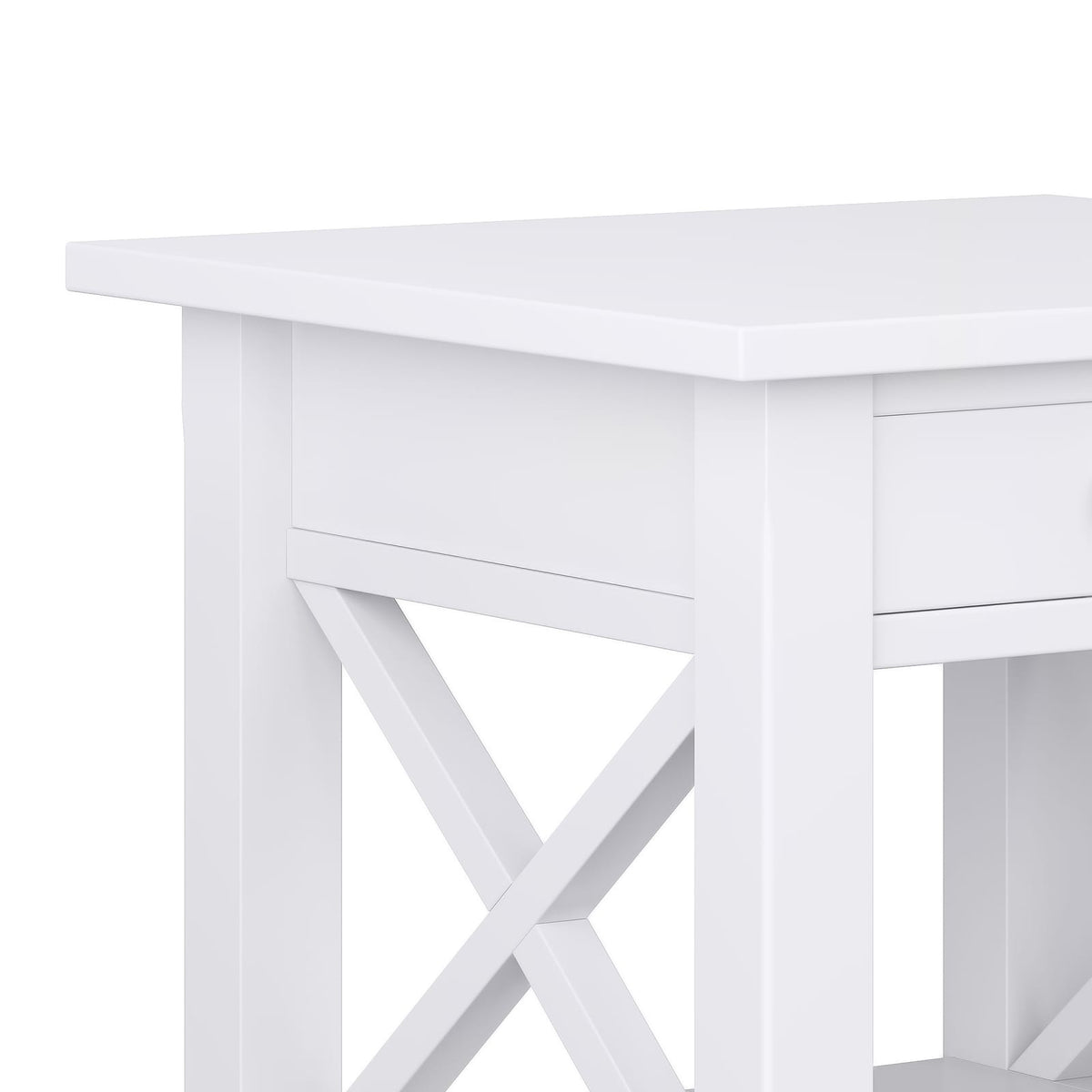 Kitchener End Table - White Wood Storage for Living Room