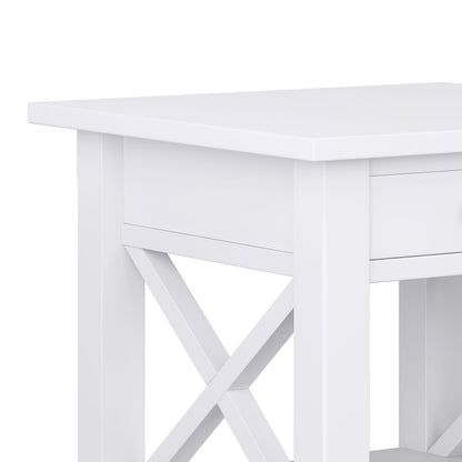 Kitchener End Table - White Wood Storage for Living Room