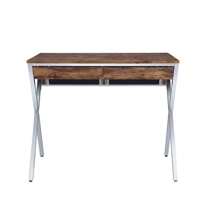 Callers Weathered Oak & Chrome Writing Desk - Home Office Storage