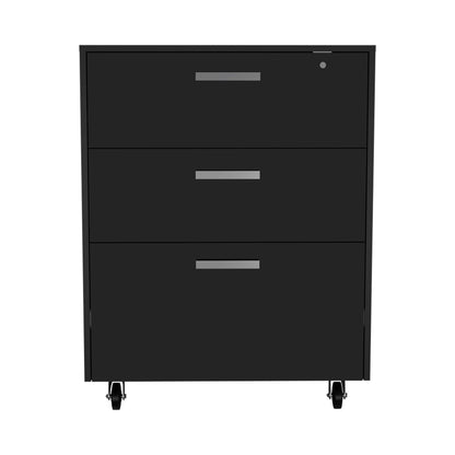 Black 3-Drawer Storage Cabinet - Modern Style for Living Room