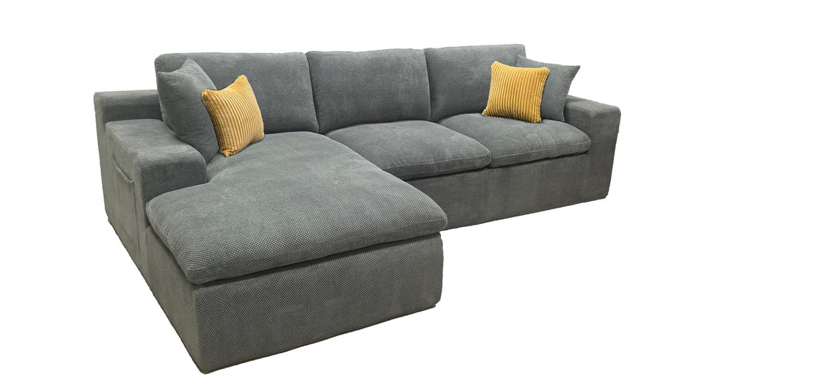 Light Gray 3 Seat Sectional Sofa - Easy Assembly for Living Room