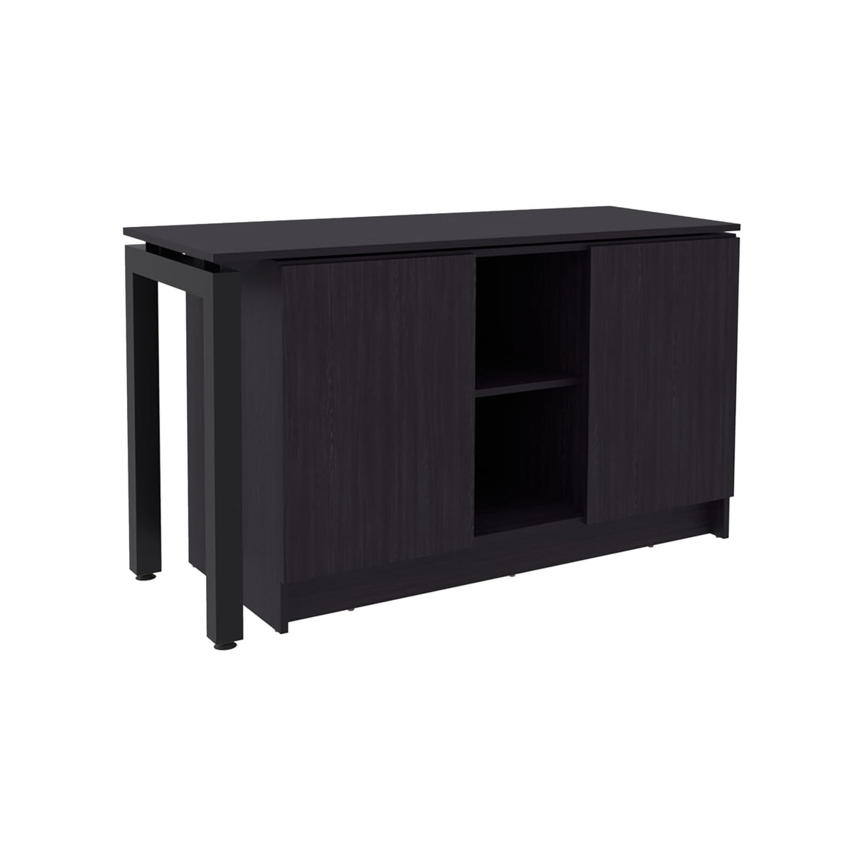 72-Inch Rotable Desk in Black Particle Board for Modern Home Office