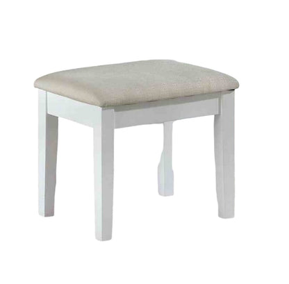 White Fabric Makeup Vanity with 5 Drawers & Stool