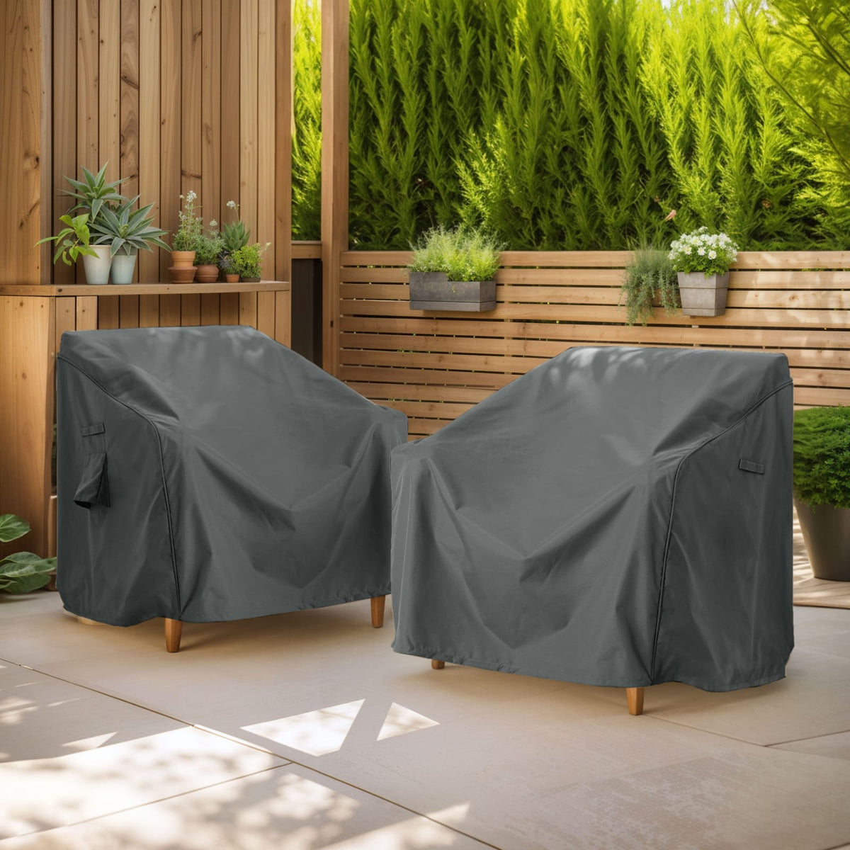 Dark Gray Patio Sofa Cover - Fabric Outdoor Protection