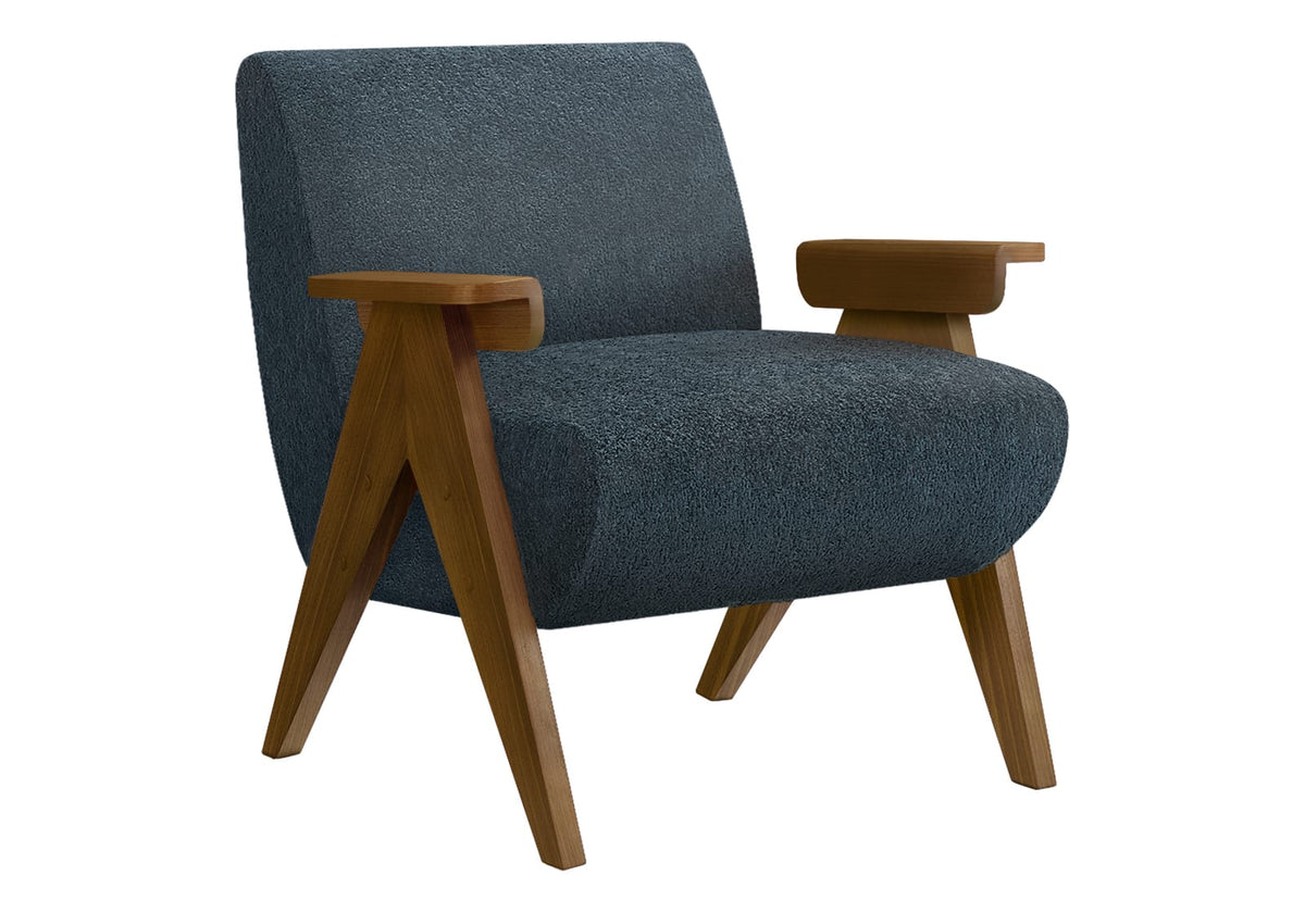 Accent Chair, 31"h, Blue Polyester Upholstery - Modern Style