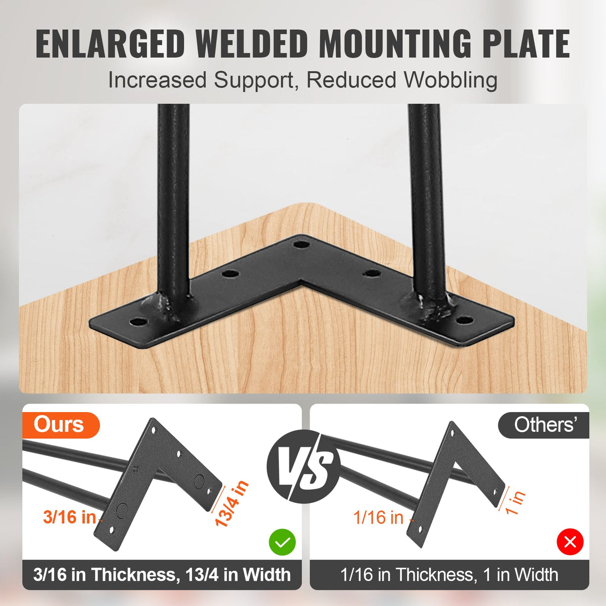 28" Metal Hairpin Table Legs - 500lbs Capacity, Black