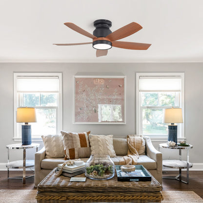 42 Inch Black Ceiling Fan with LED Light