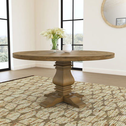 Rhea Rustic Honey Round Wood Dining Table - Seats 4
